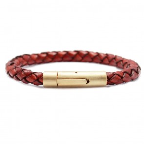 Pulseira de couro vermelho escuro 26